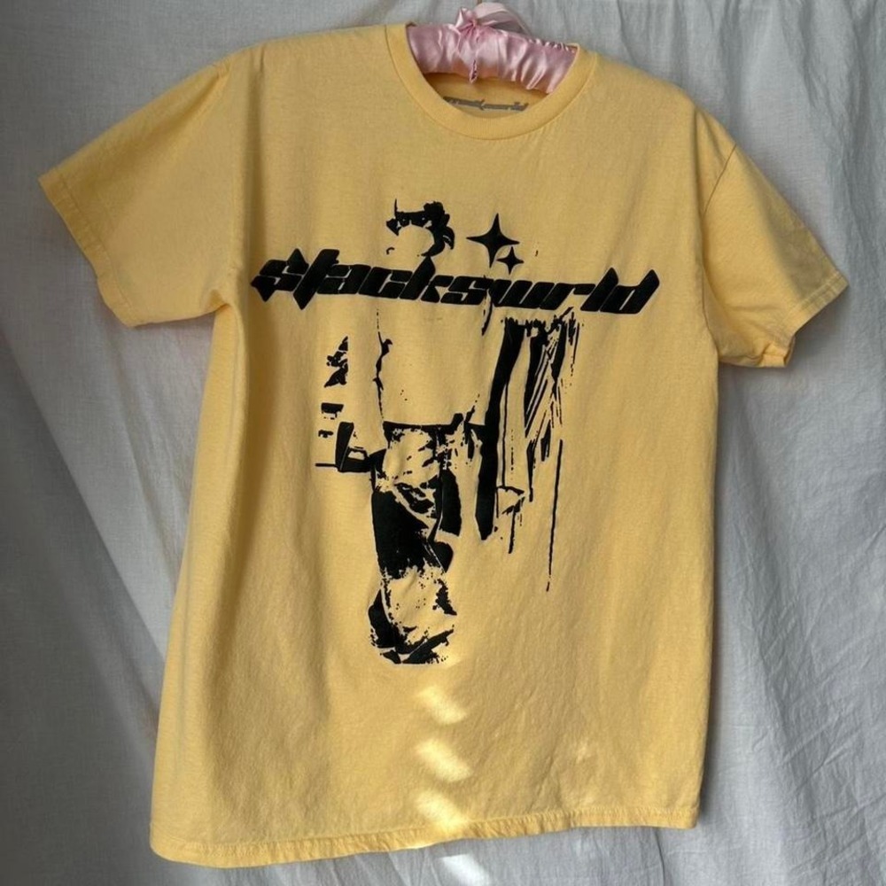 Yellow Stackswrld graphic tee